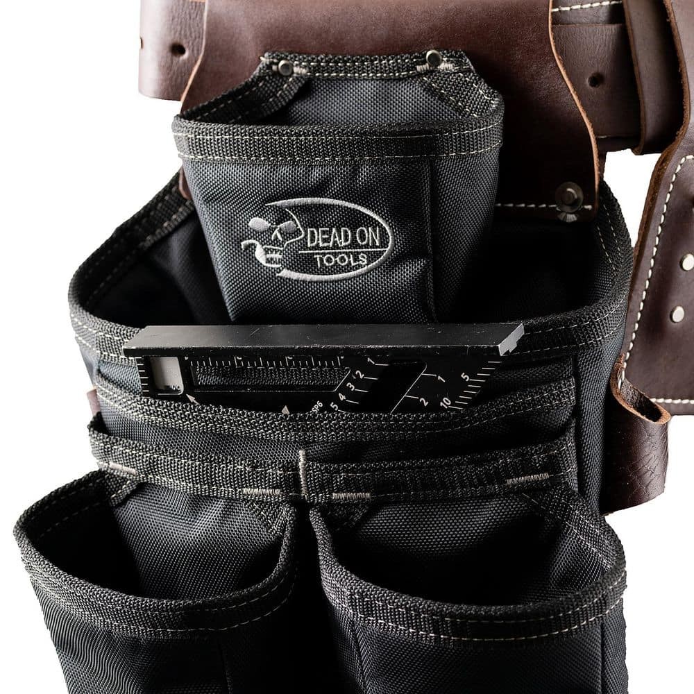 DEAD ON TOOLS Leather Hybrid Weather-Resistant Tool Belt w/ Suspenders in Black