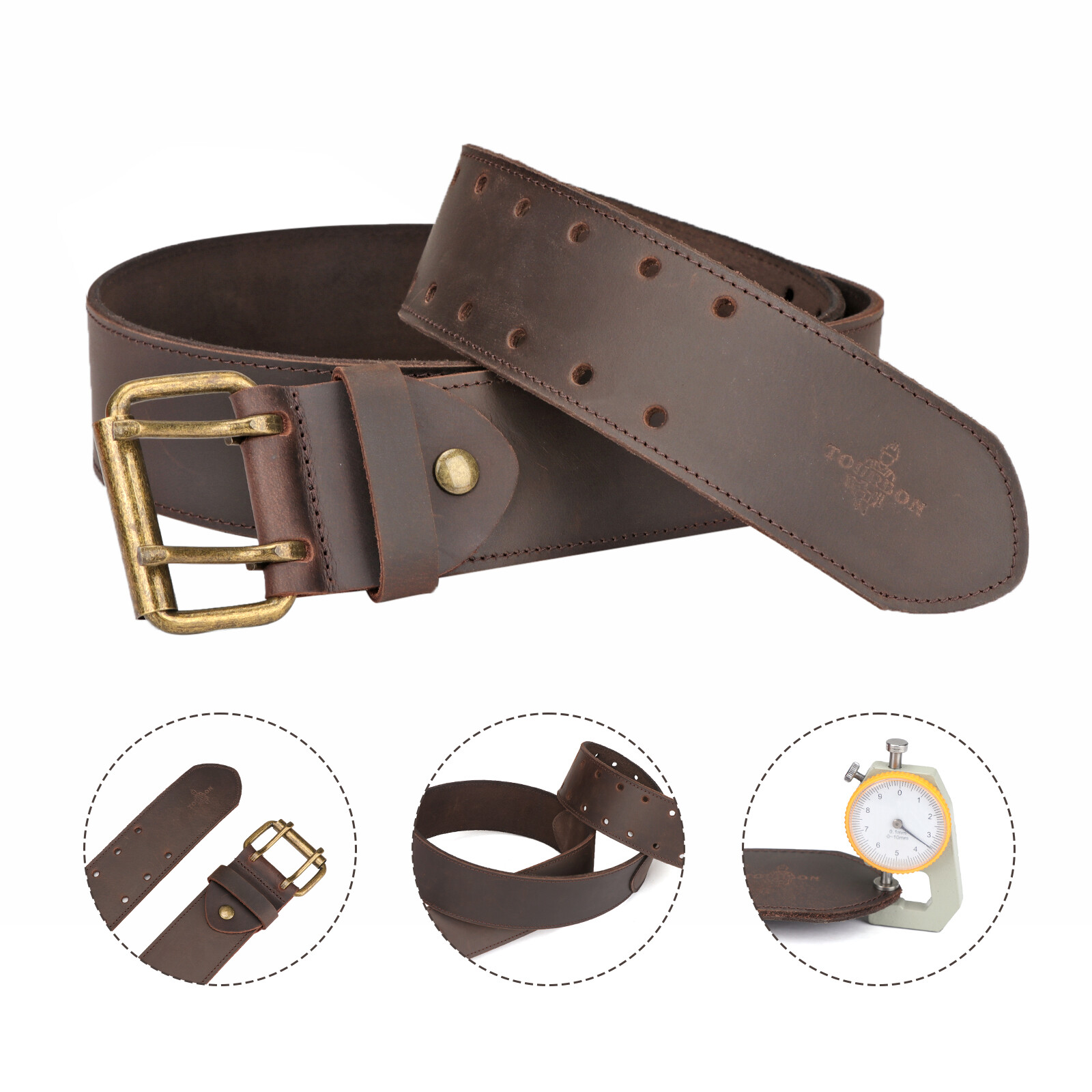Tourbon Leather Tools Carry Holster Belt Workshop Double Roller Buckle Rig Belt✅
