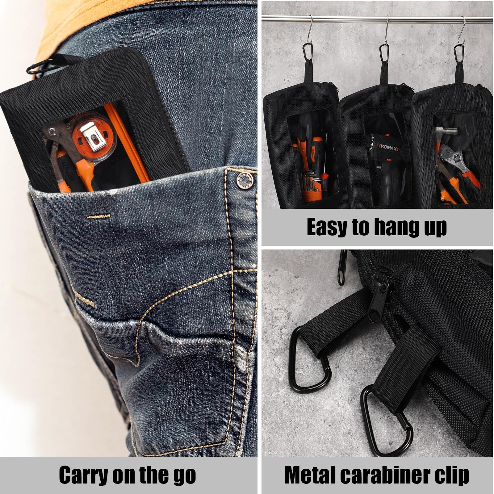 6 Pcs Small Tool Pouch 1680D Oxford Zipper Bags with Clear Window, Multipurpo…