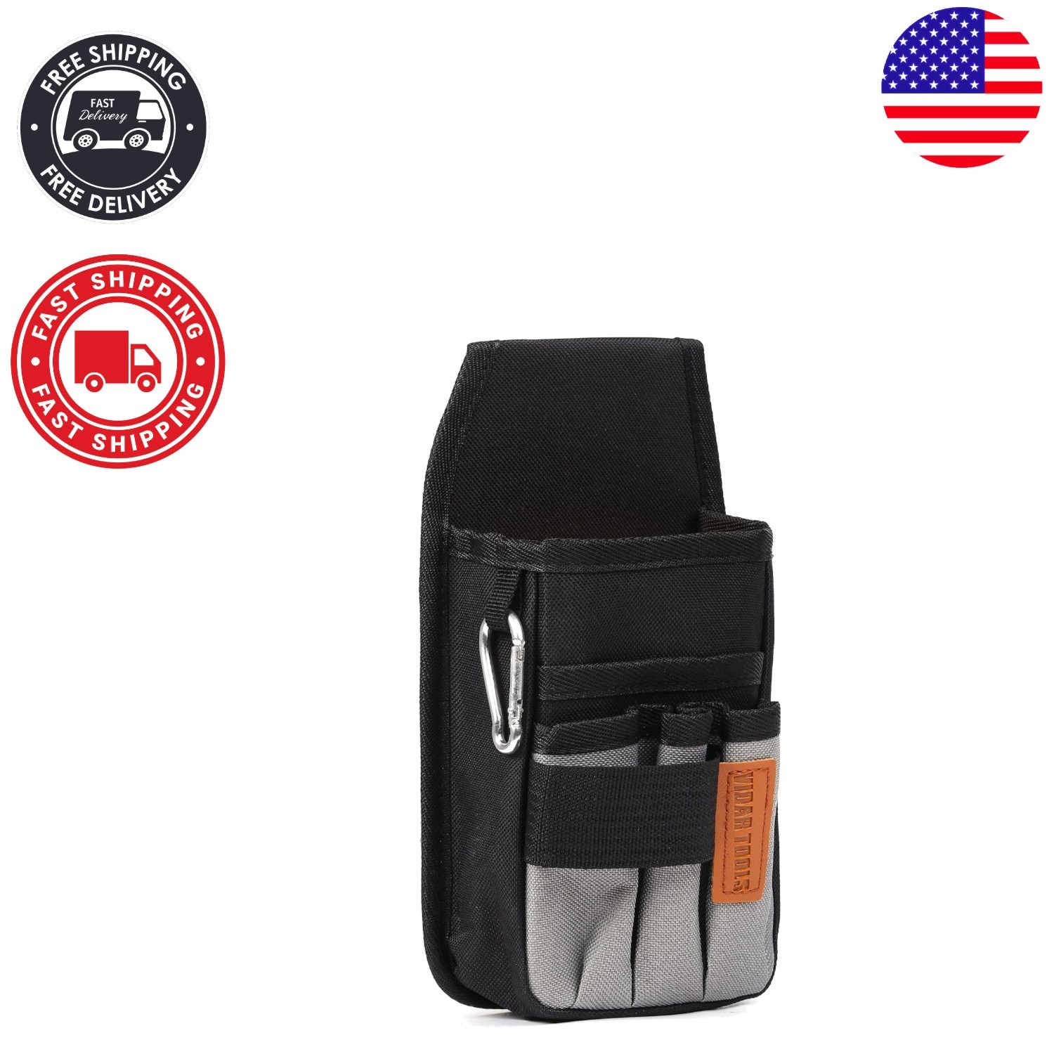 Nylon Electrician Tool Pouch with 5 Pockets and Metal Clip – Durable & Stylish