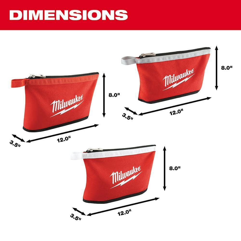 Zipper Tool Bag 12 in. Multi-Color Organize Store Tools Water Resistant 3-Pack