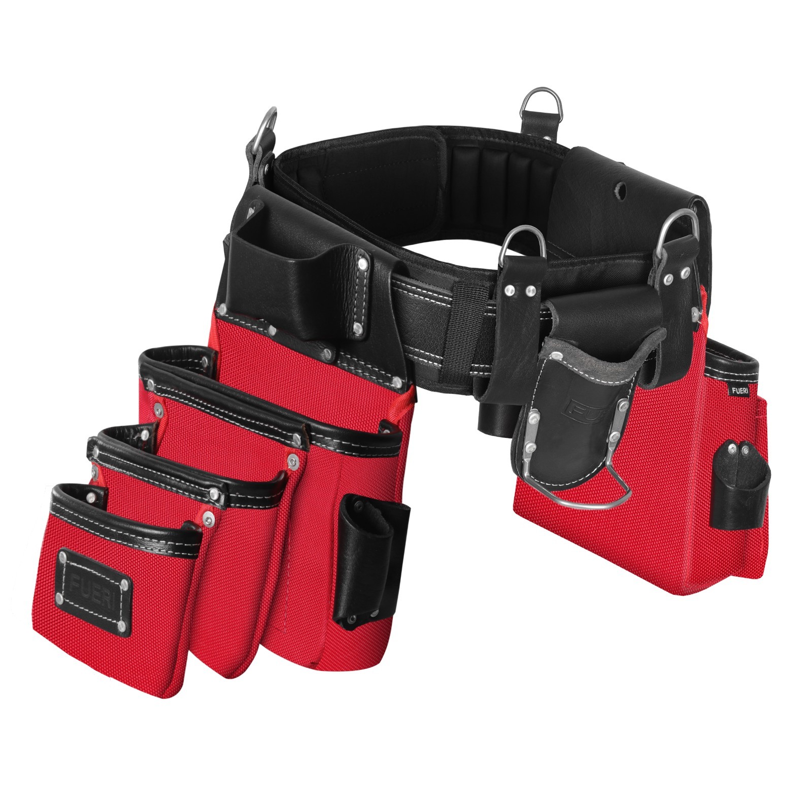 FUERI Heavy Duty 26 Pocket Leather Tool Belt pouch for Men Electrician Carpenter