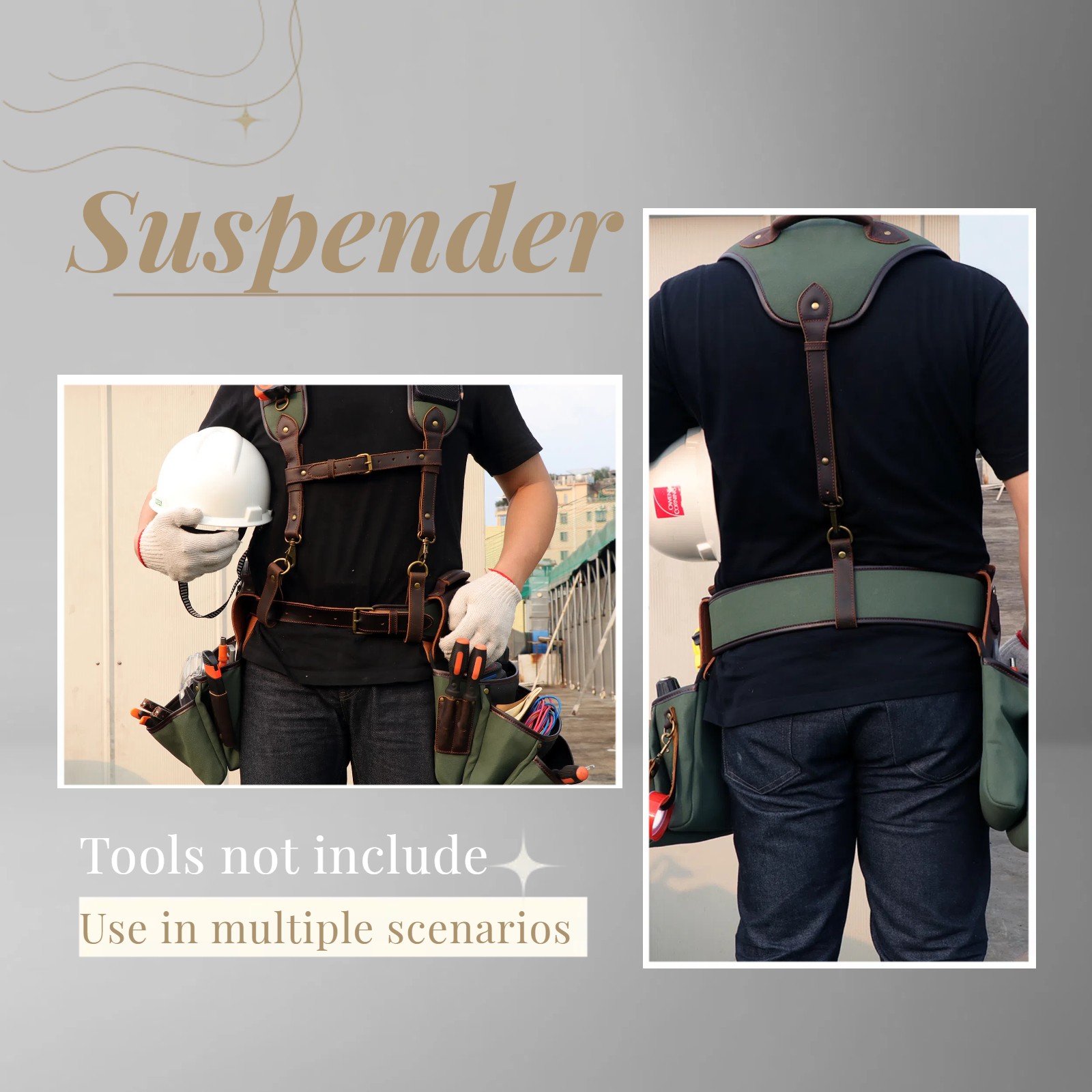 Tourbon Tool Harness Suspenders Carpenter Rig Bag Electrician Tools Belt Bag