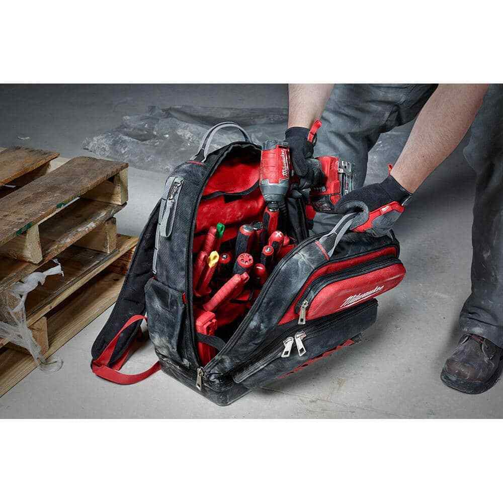 Milwaukee Jobsite Backpack Heavy-Duty Tear-Resistant Tool Storage Hardshell