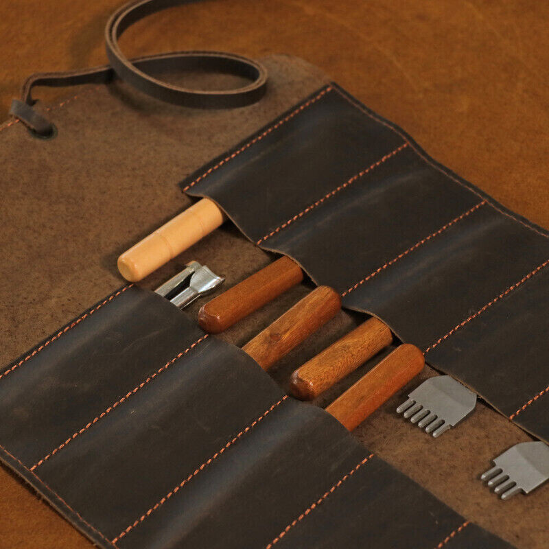 Leather Wood Carving Knives Roll Tools Organizer Knife Carrier Pouch-Xmas Gift