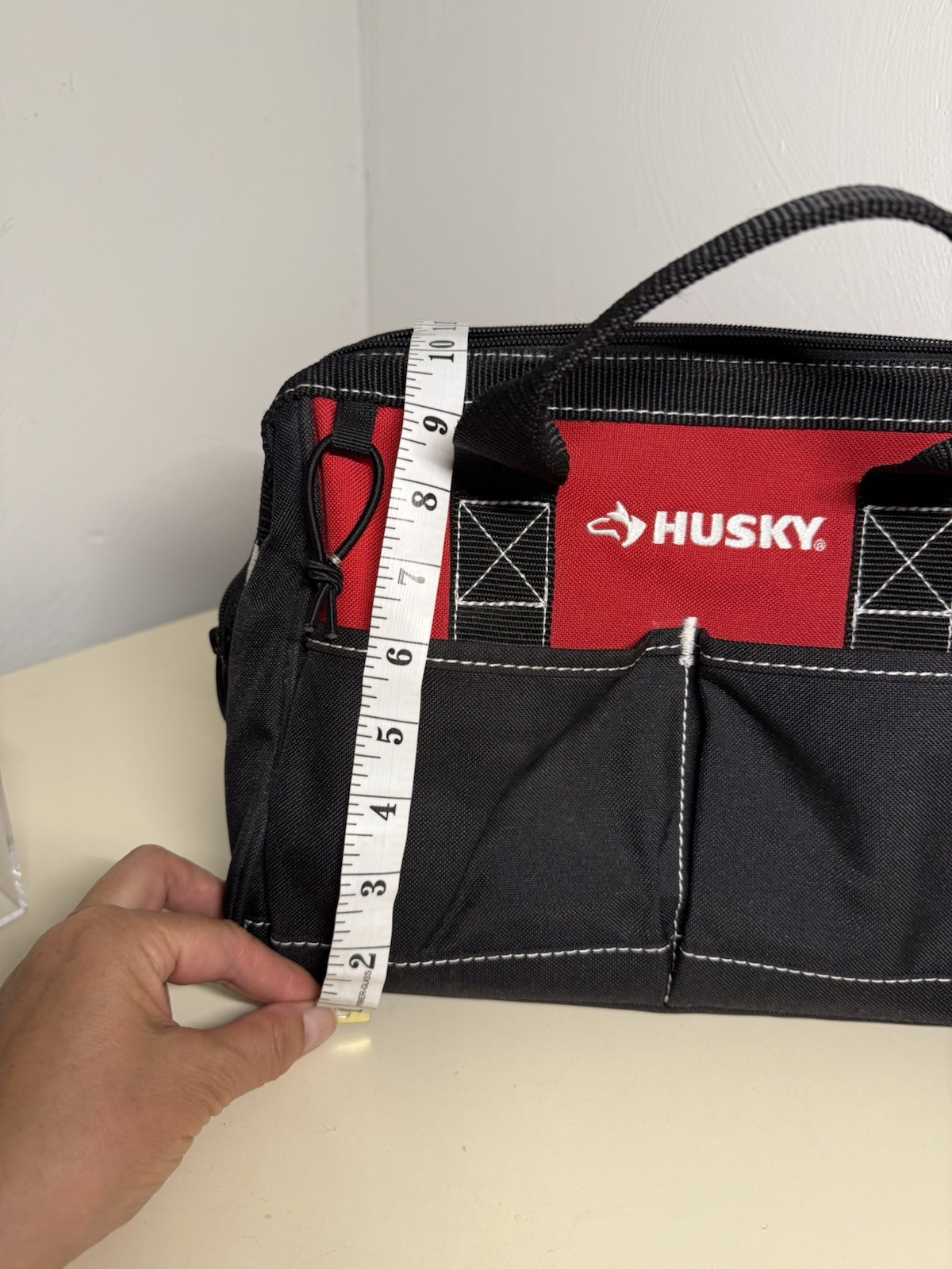 Husky Tool Bag 12″ 4 Pocket Zippered Polyester Tote Storage Organizer Red/Black