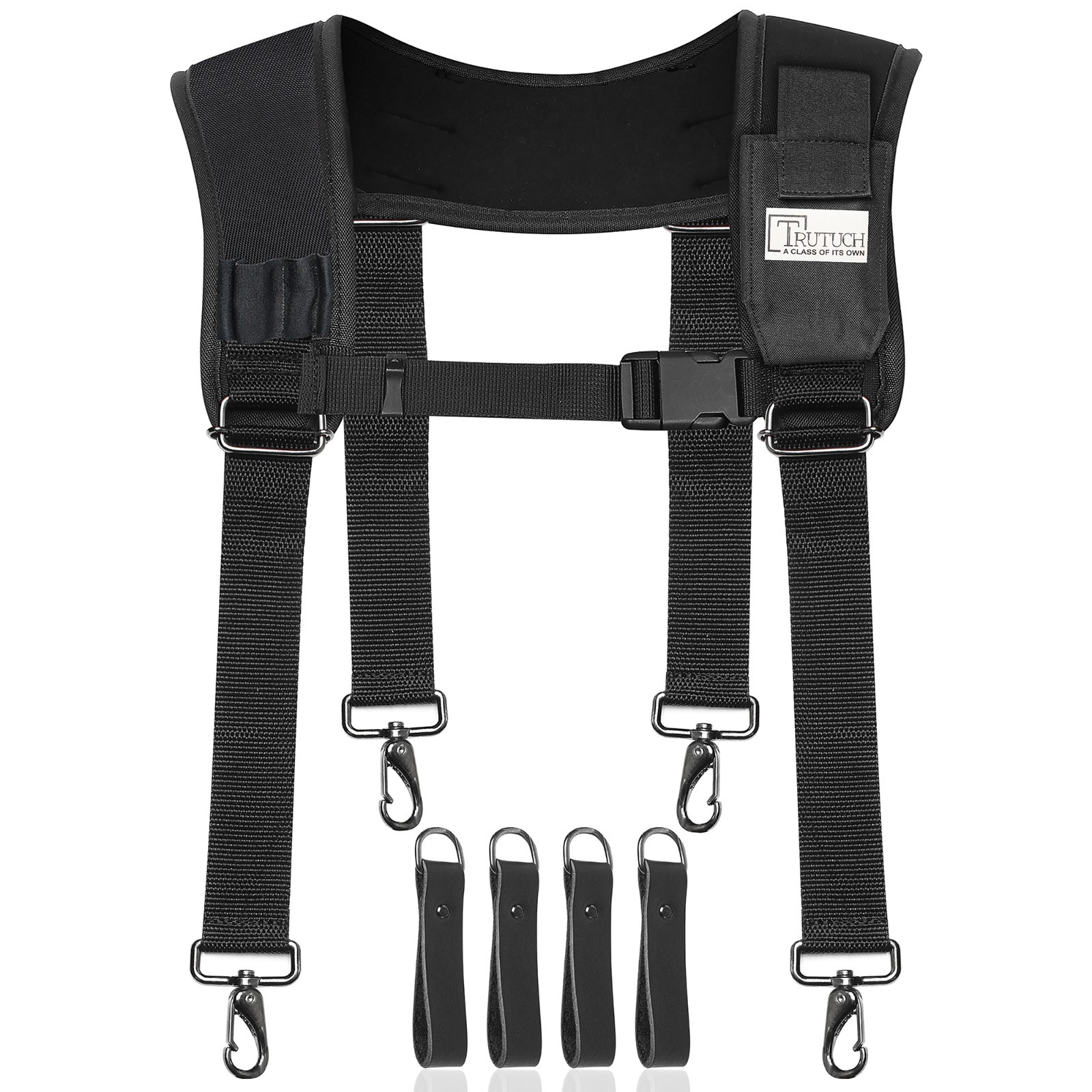 Trutuch Black Nylon Work Suspender With Pockets, Stronghold Suspension System