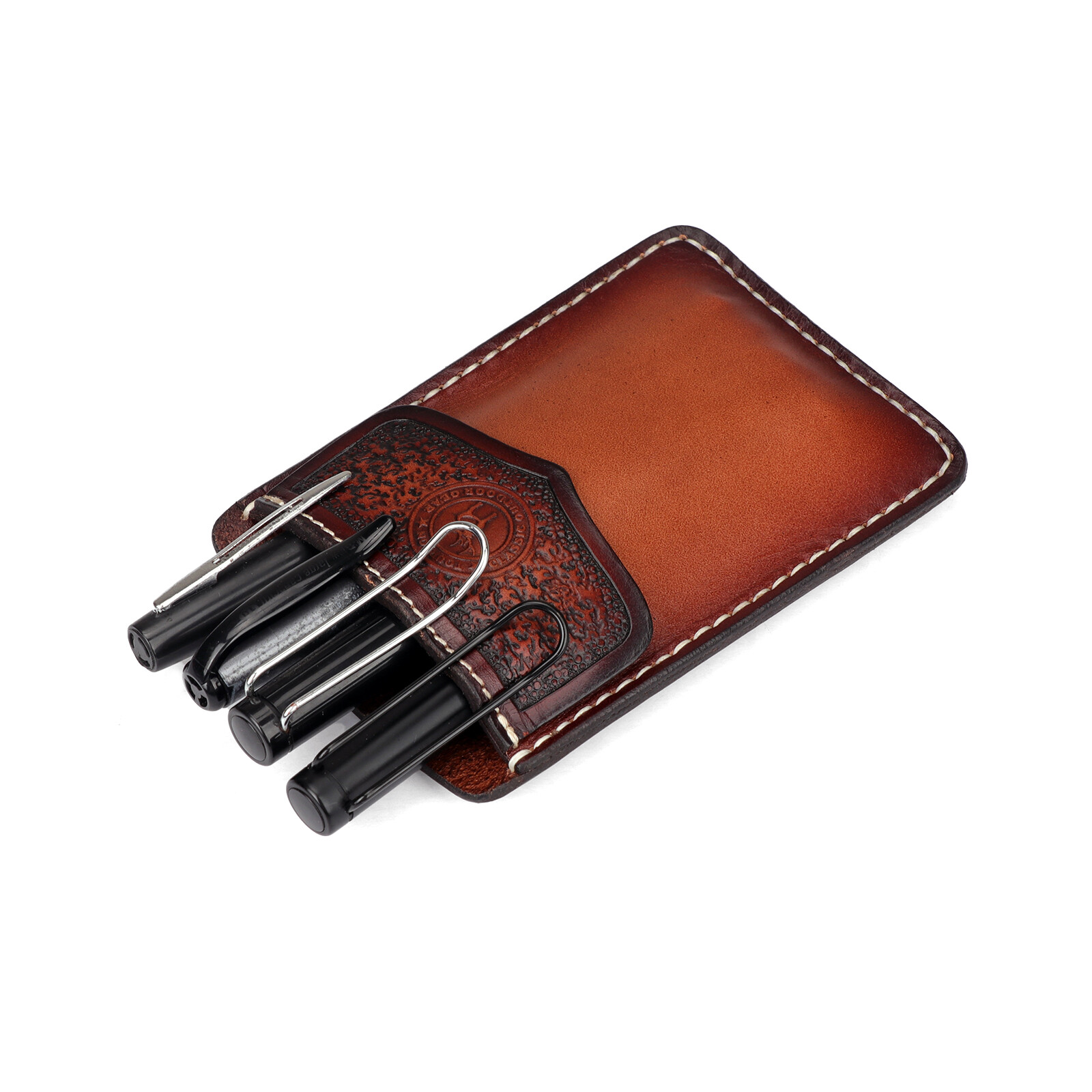 TOURBON Leather Shirt Pocket Protector Pen Tools Pouch For Worker Doctors Nurses
