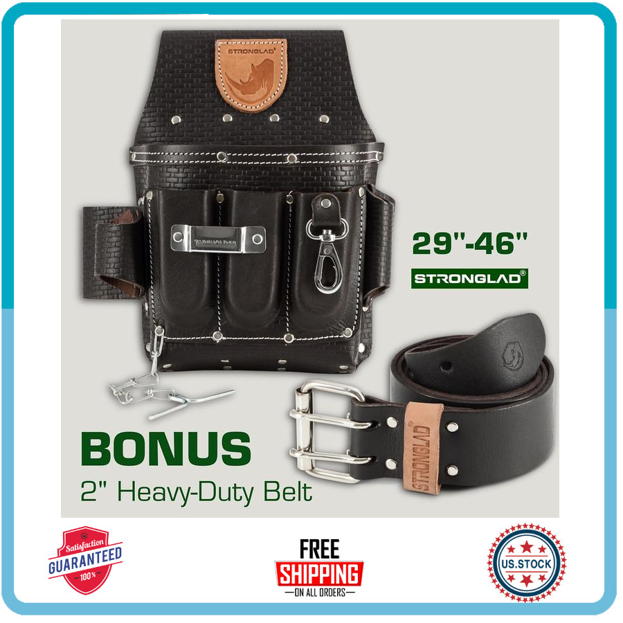13-Pocket Leather Tool Belt for Electricians STRONGLAD Pro Utility Belt 29-46″