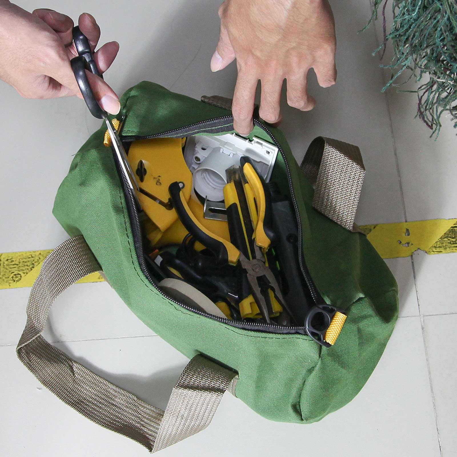 12in Heavy Duty Canvas Tool Bag with Zipper Muti-Purpose Portable Waterproof