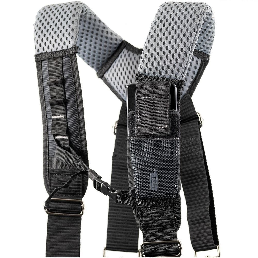 DEAD ON TOOLS Leather Hybrid Weather-Resistant Tool Belt w/ Suspenders in Black