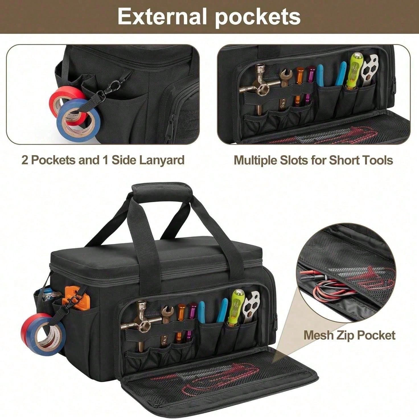 Men’s Handmade Tool Organizer Bag EDC Pouch Mechanic Electrician Tool Bag Black
