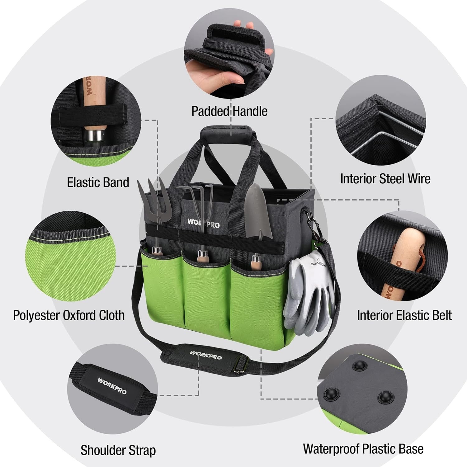 Garden Tool Bag Organizer, Heavy Duty Gardening Tote Bag with 10 Pockets and …
