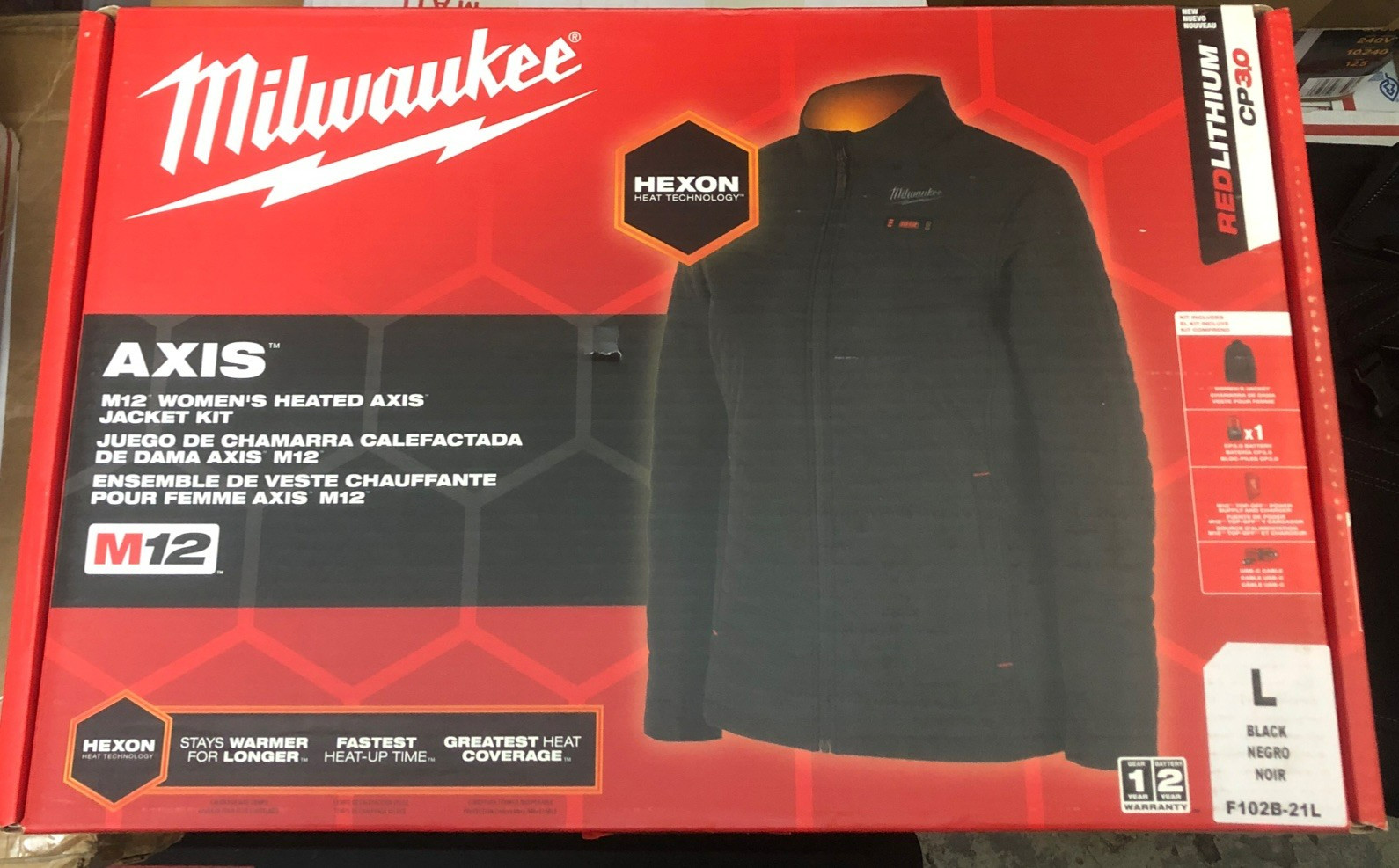 Milwaukee AXIS M12 Women’s Heated Jacket Kit Hexon Black F102B-21L New Complete