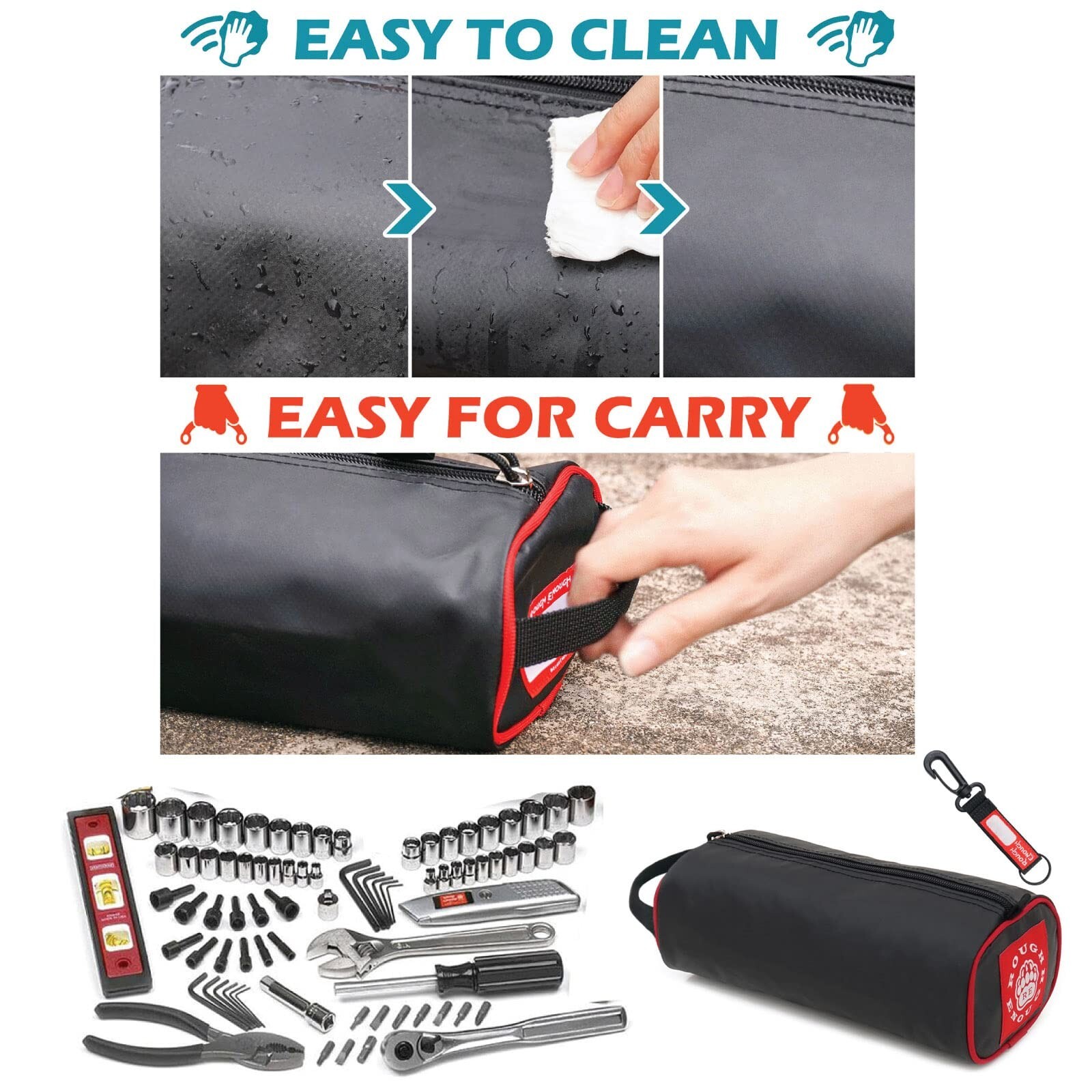Rough Enough Small Tool Bag Pouch Box Small Parts Organizer with Zipper Porta…