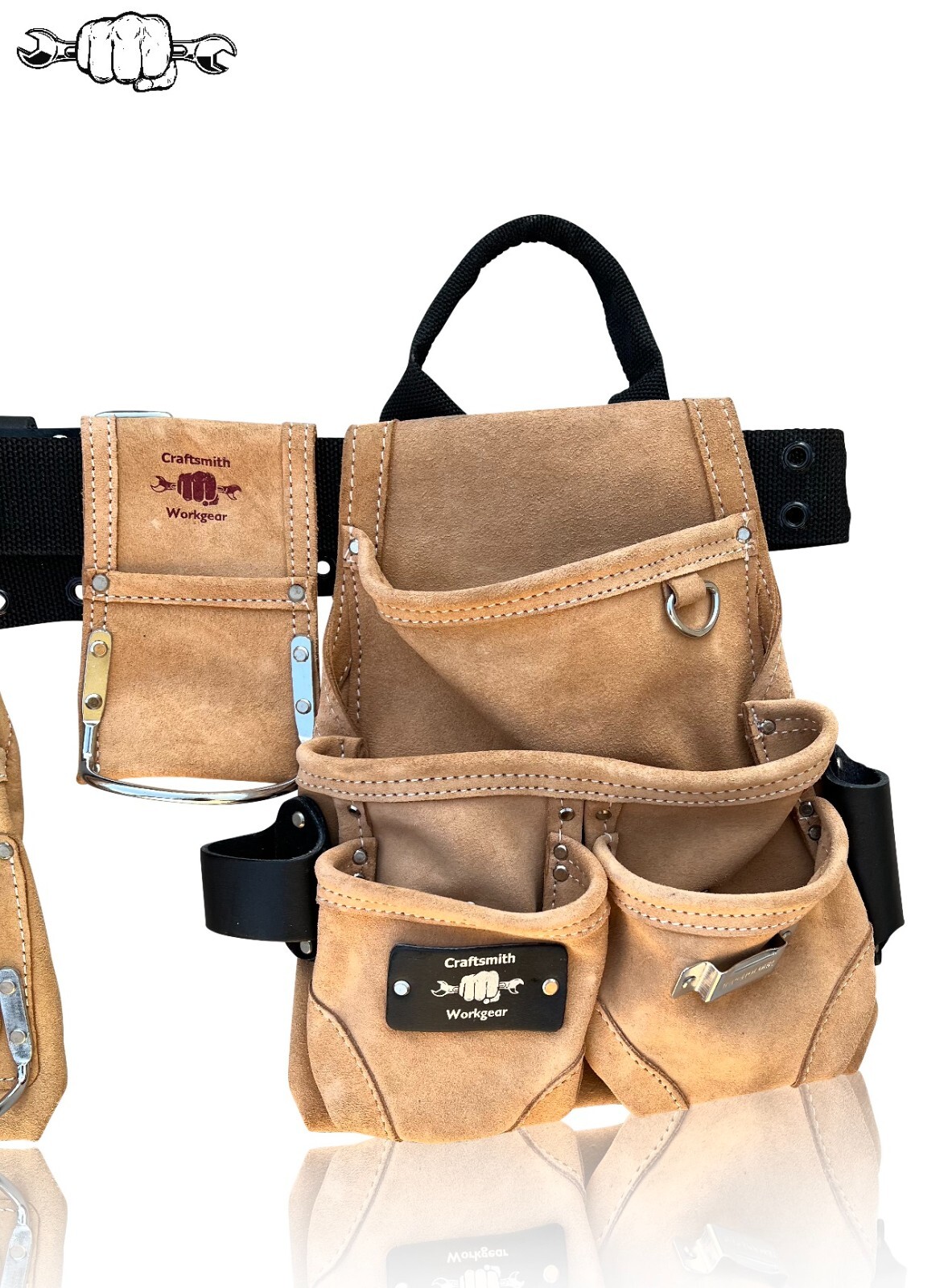 Heavy Duty Suede Tool Rig Belt Tan | Framer | Roofer | Carpenter Tool Belt