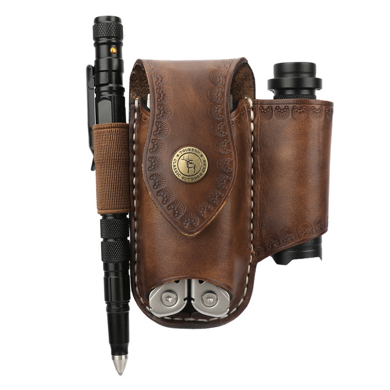 Tourbon Leather Knife Sheath EDC Pliers Belt Pouch Multitool Pocket Tool Holster