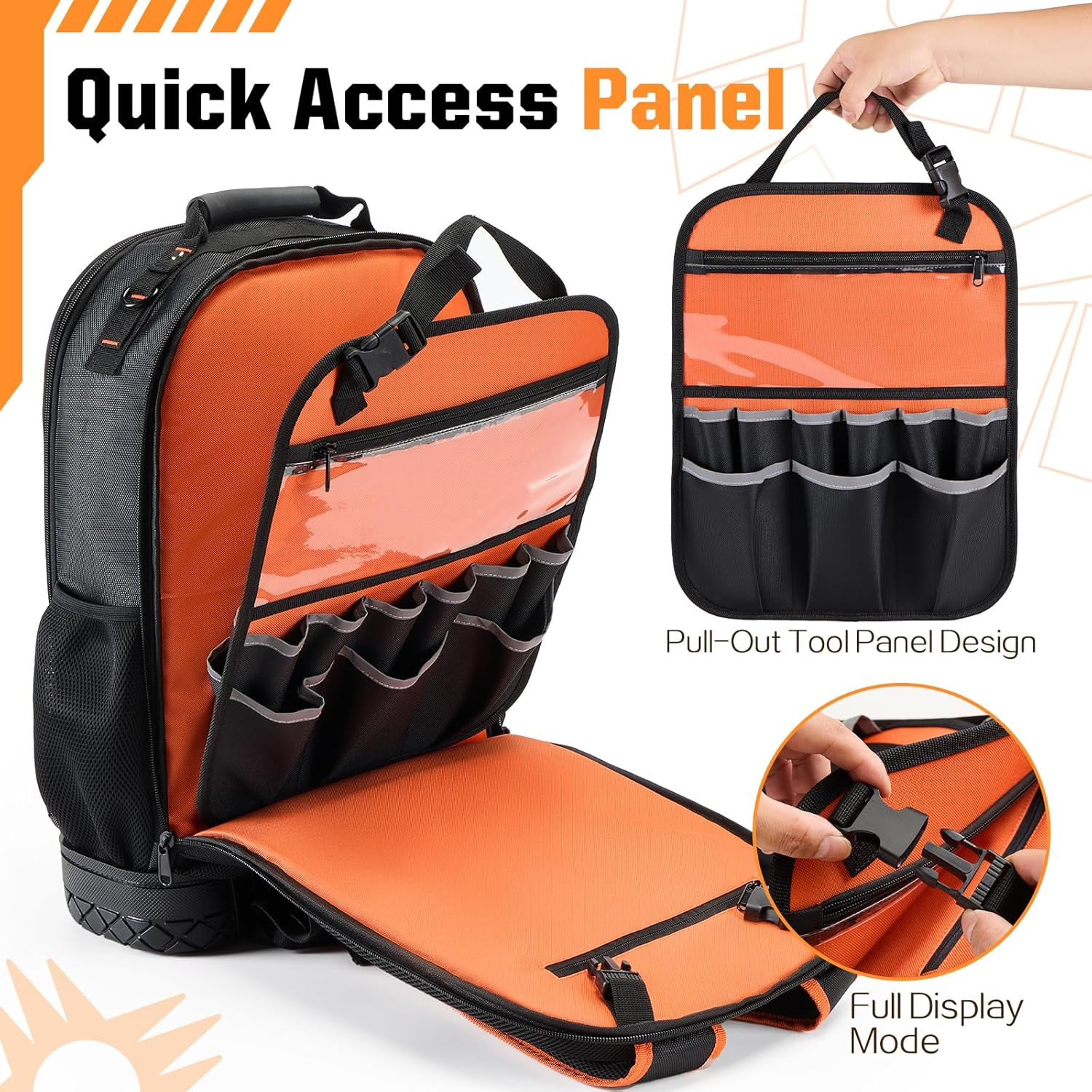 Tool Backpack, Heavy Duty Backpack Tool Bag, 1680D Implements Carrier for Electr