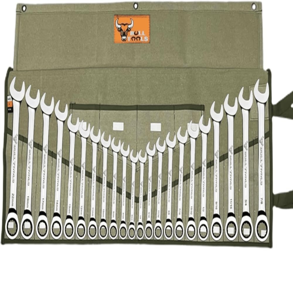 Wrench Roll, 26 Pocket Tool Pouch, Tool Bag Wrench Organizer Metric & SAE Com…