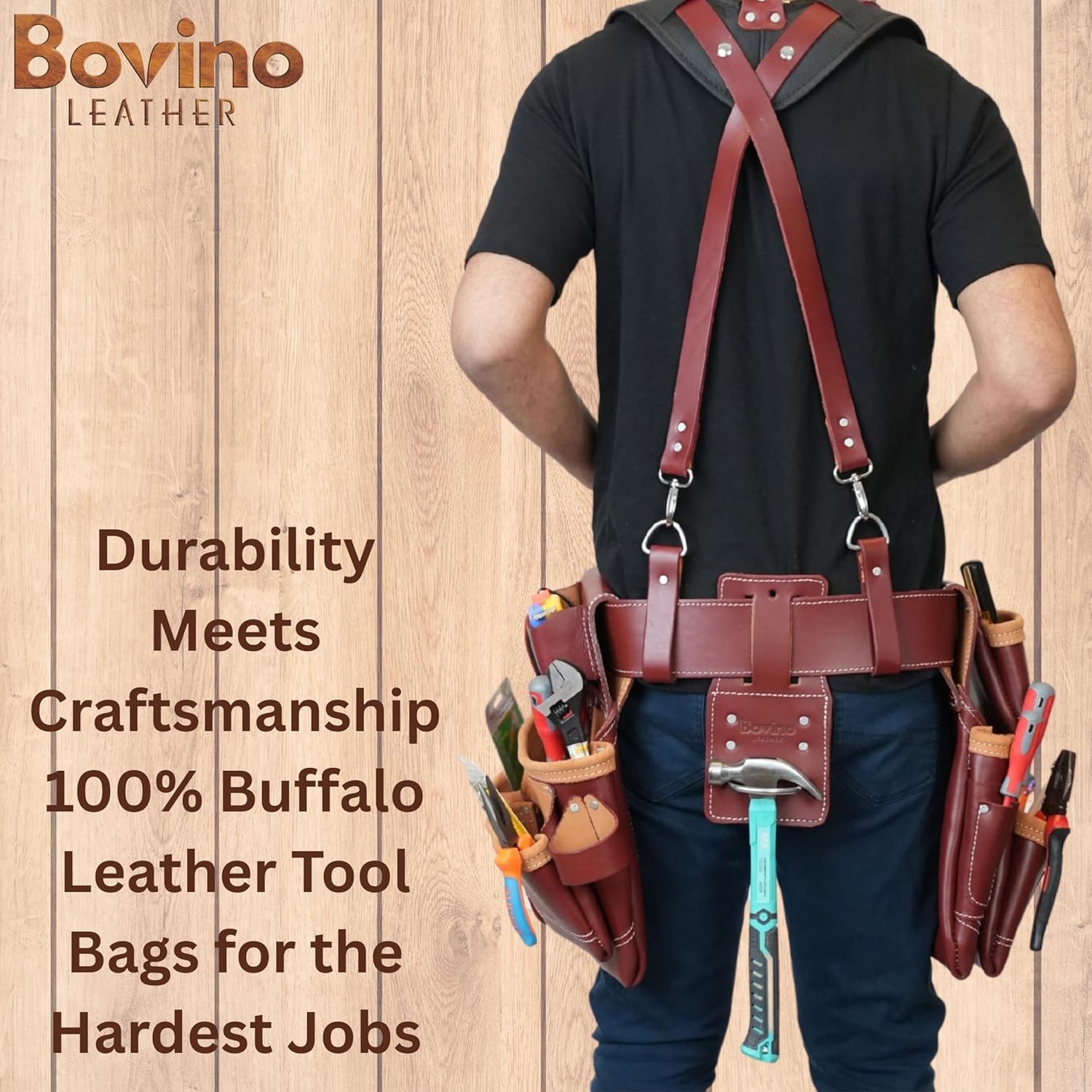Tool Belt for Framers | 20-Pockets, Heavy-Duty Work Belt | Dual Pouches & Hammer