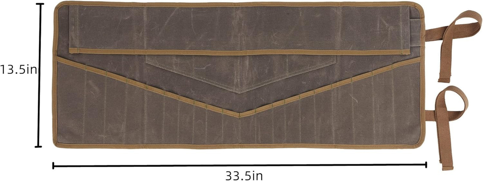 Wrench Roll Up Tool Bag Waxed Canvas Organizer 24 Pocket Heavy Duty Brown