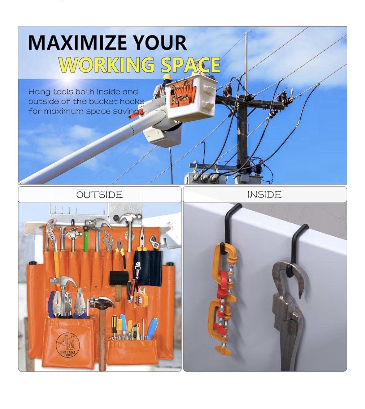 Lineman Tool Board, Aerial Apron with Magnet, Tool Organizer, Bucket Truck Tools