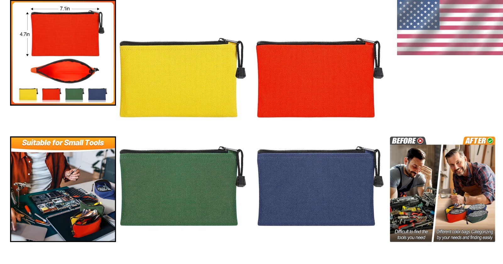 Multipurpose 7»x4.7» Canvas Storage Bags – Ideal for Tools & Supplies