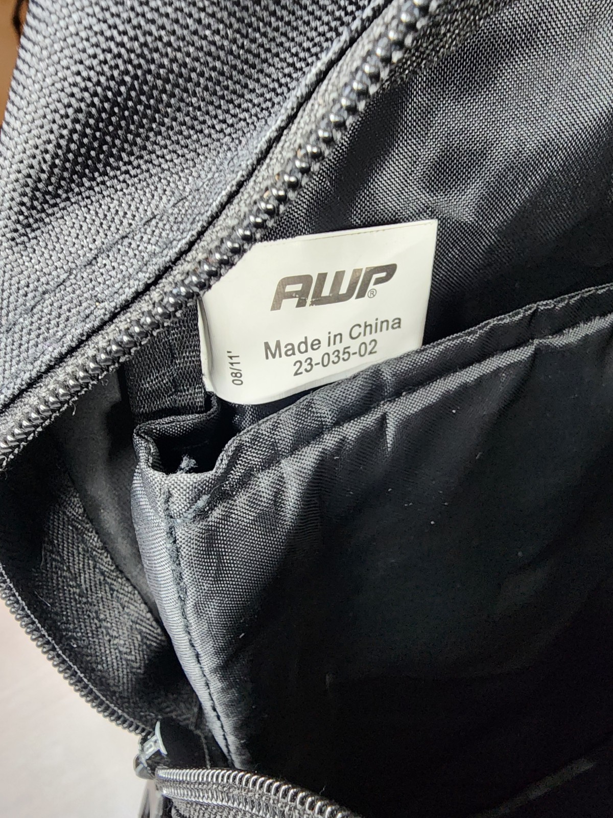 AWP Zippered Closed Tool Bag Durable Storage Pouch Heavy Duty Black and Gray