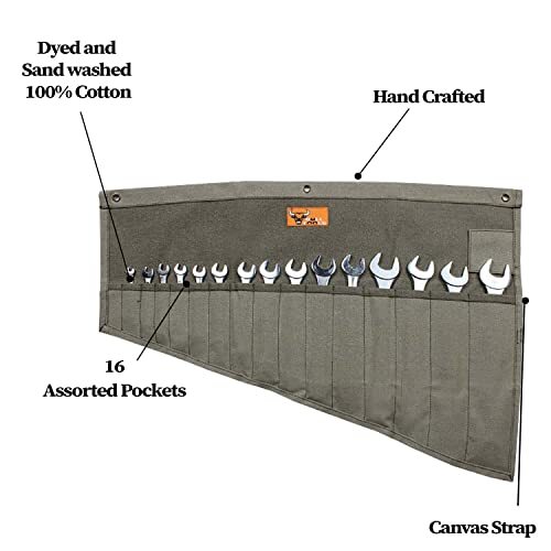 Wrench Roll Up Canvas Bull Tools Holder Storage Organizer 16 Pockets
