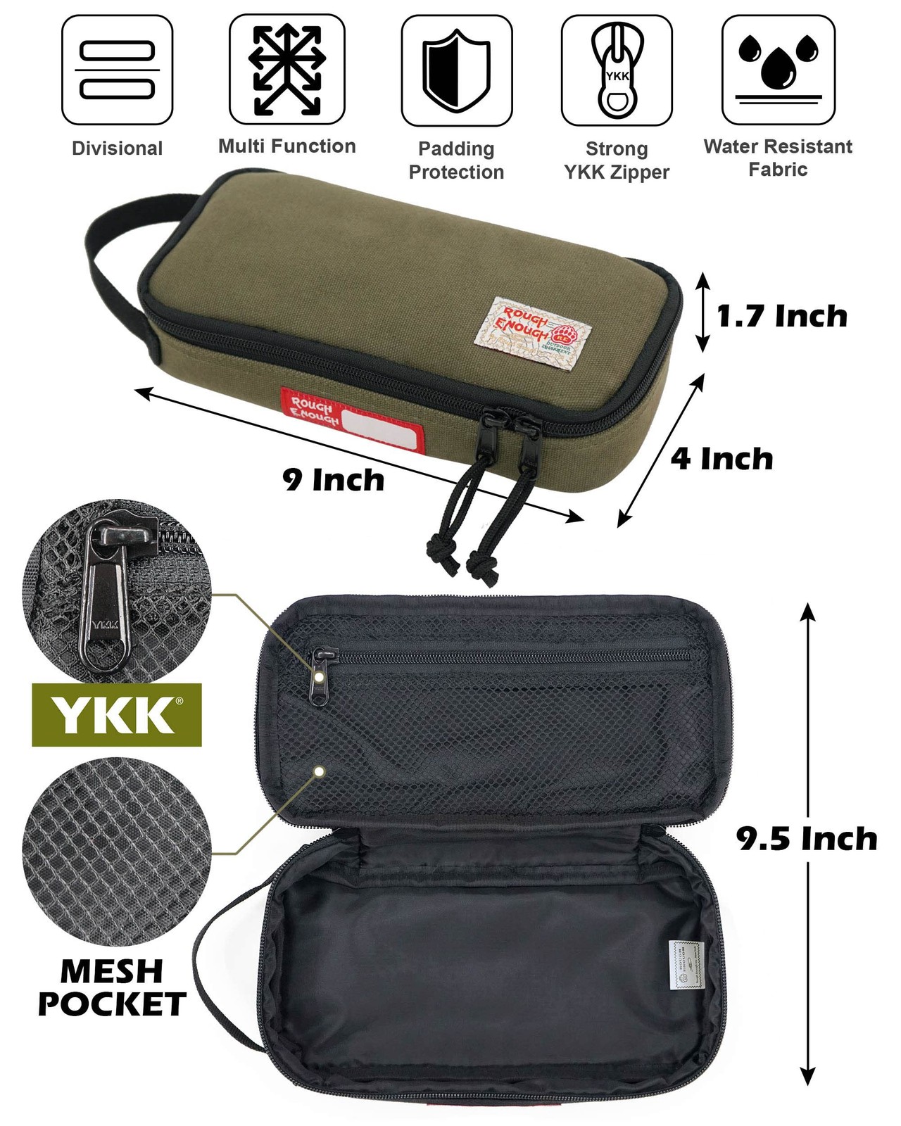 Rough Enough Small Tool Bag Pouch Box Large Pencil Case for Men Boys EDC Organiz