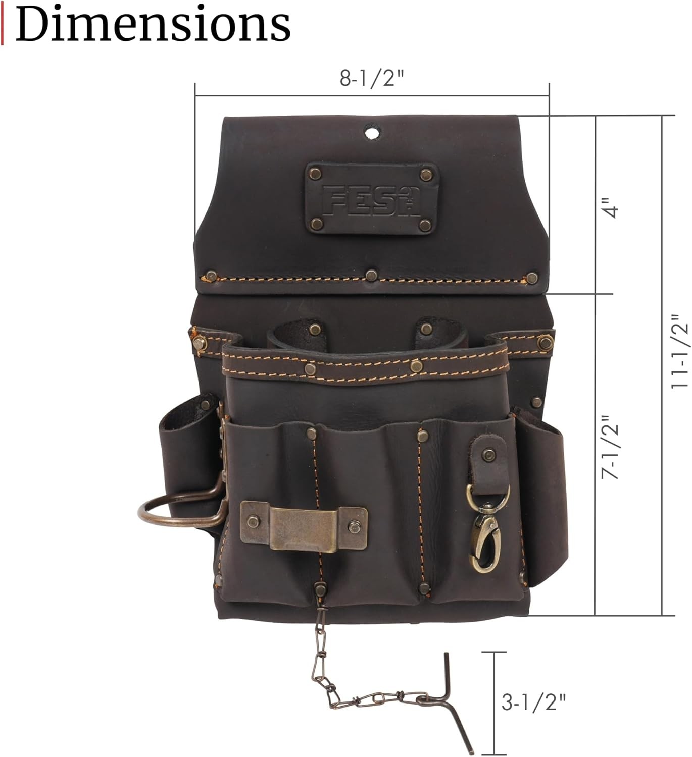 FESA Leather Electrician Tool Pouch 13-in-1 Handcrafted Belt Holster