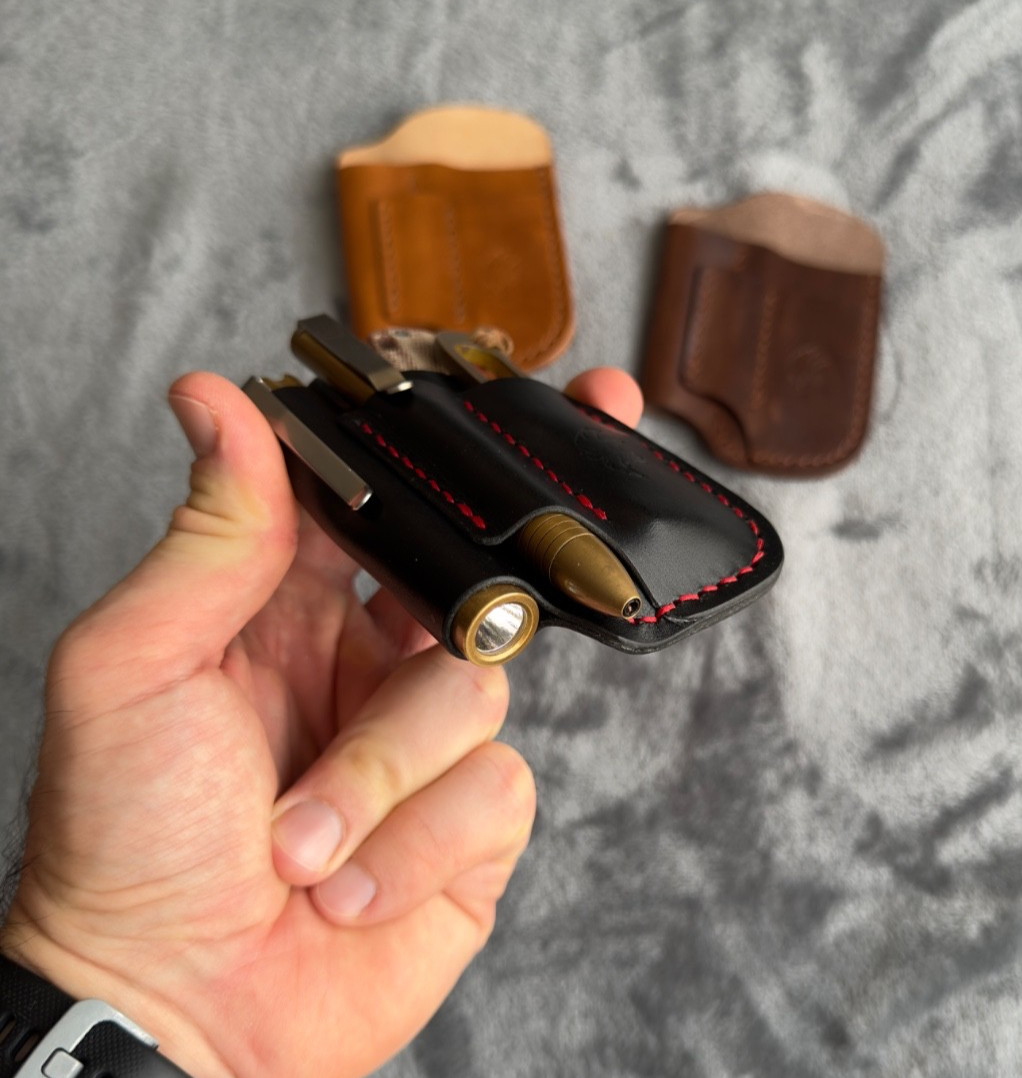 Handmade Black Leather Edc Pocket Organizer, Leather Edc Pouch, Edc Caddy
