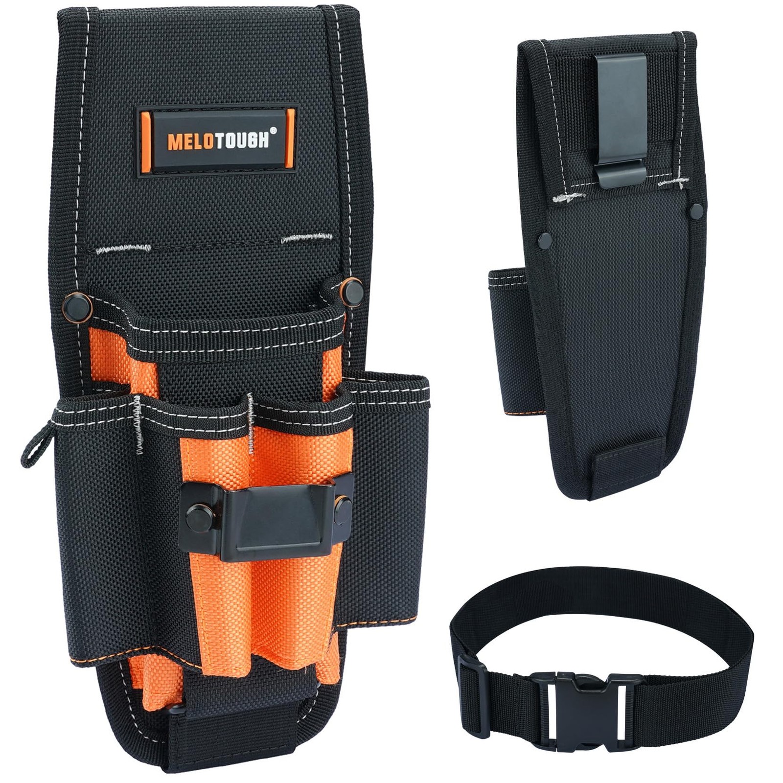 7-Pocket Technician Pouch Small Tool Belt Pouch with Clip On Loop Holder