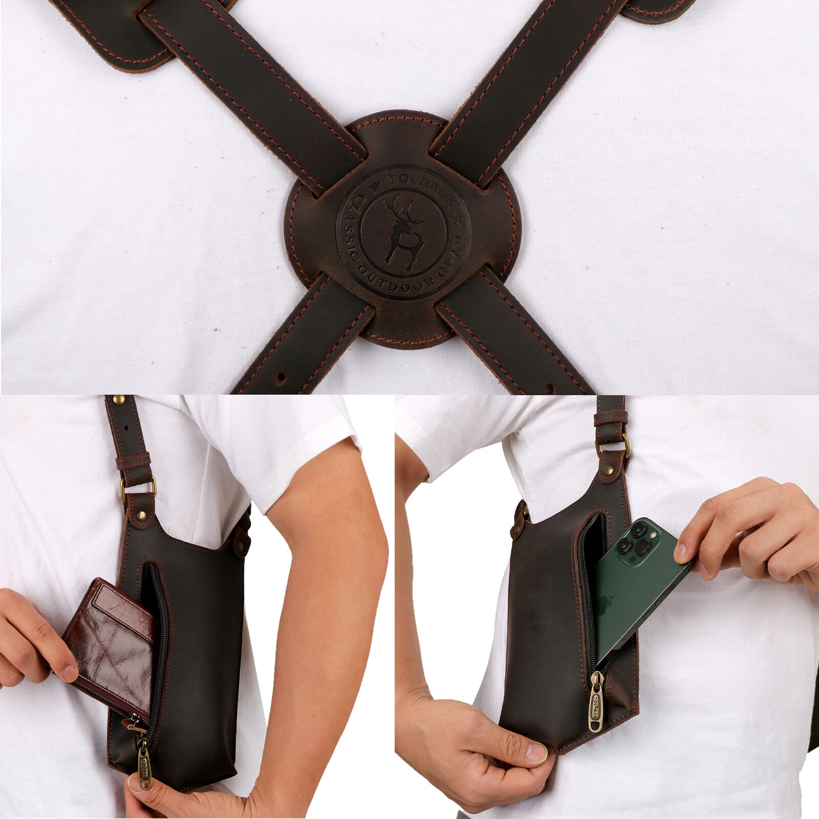 Tourbon Phone Carry Harness Chest Wear Tool Holder Pouch