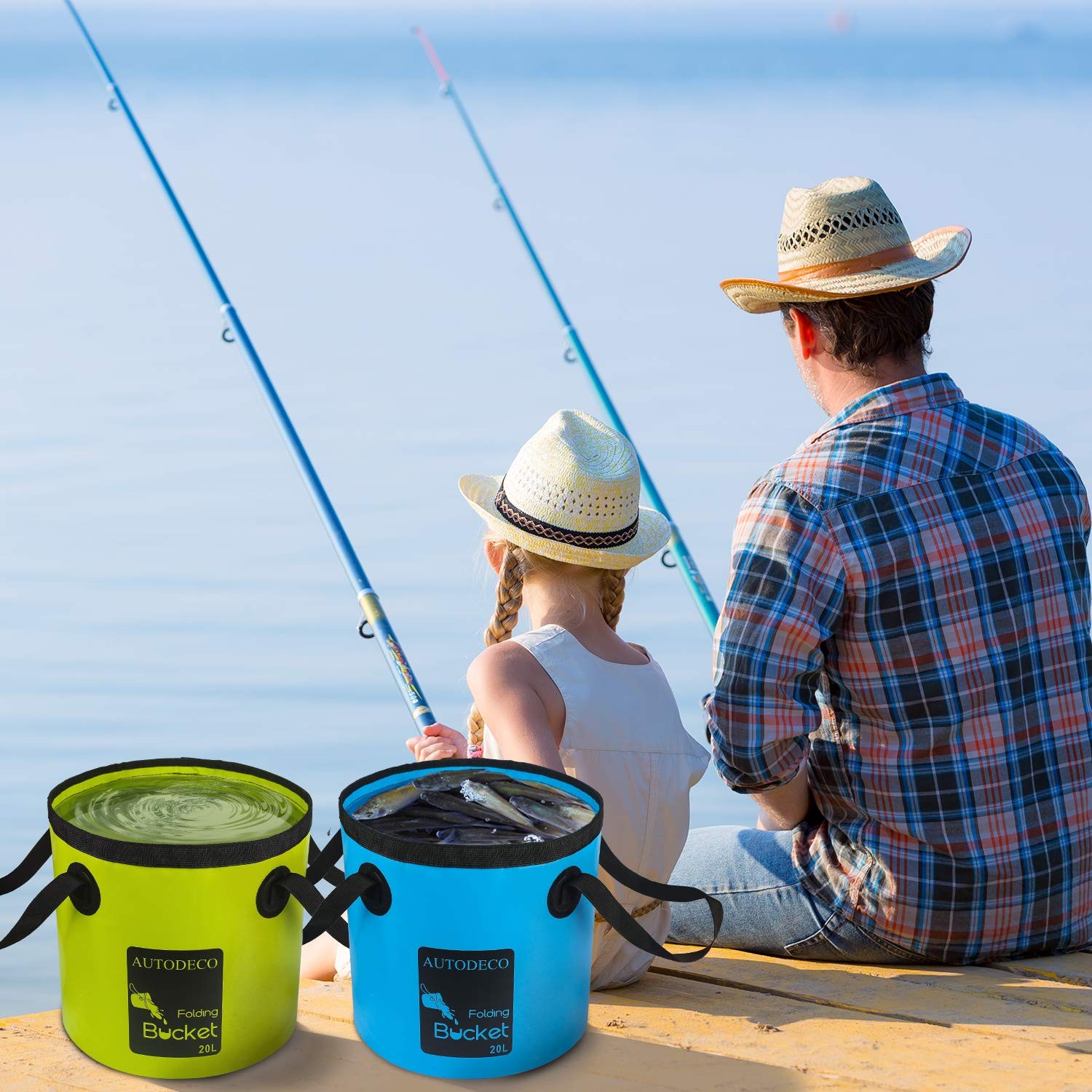 AUTODECO Collapsible Bucket 5 Gallon Container Folding Water Bucket Portable …