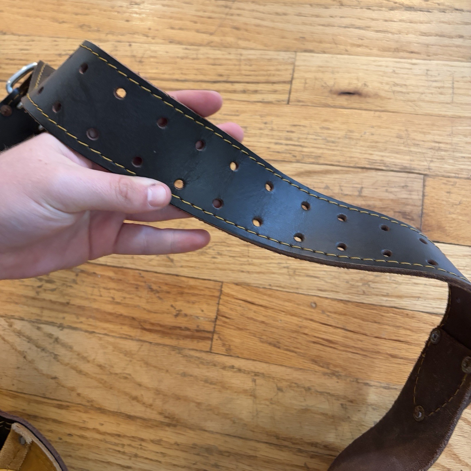AWP Heavy Duty Wheat Leather Tool Belt Pouch Construction Carpenter