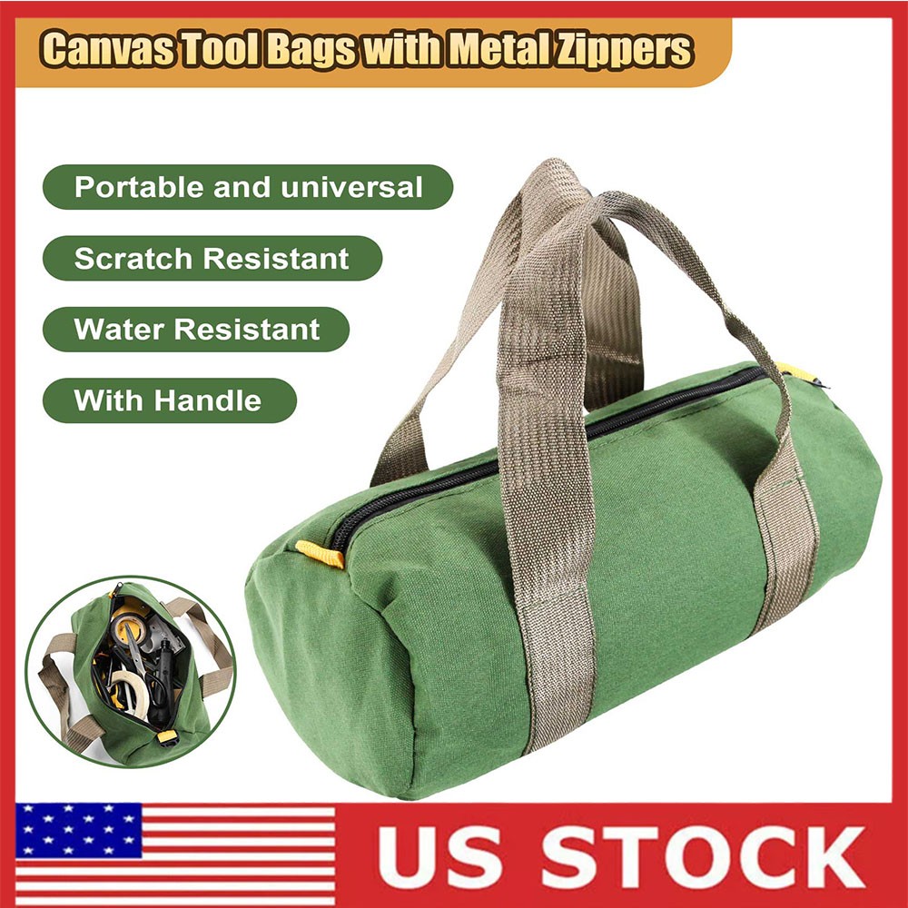 12in Heavy Duty Canvas Tool Bag with Zipper Muti-Purpose Portable Waterproof US