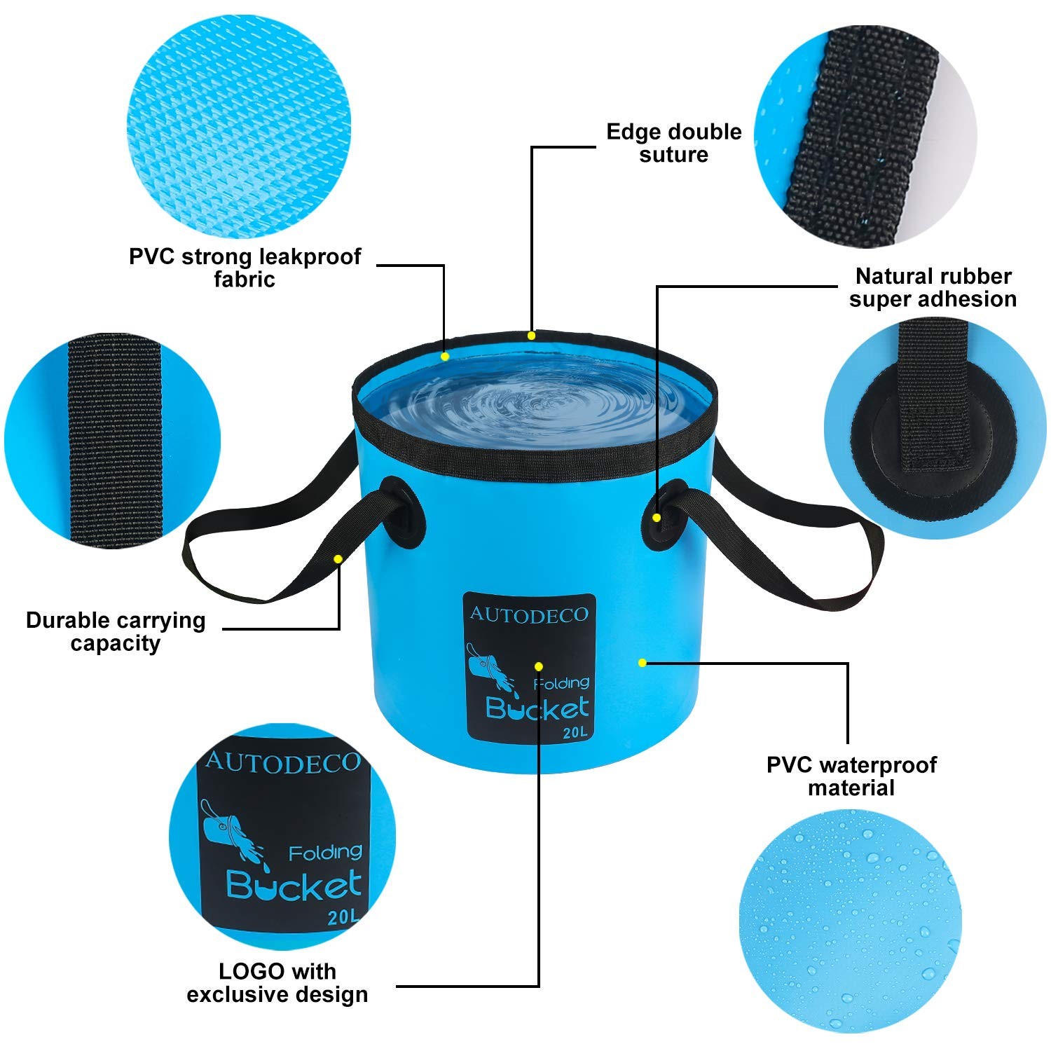 AUTODECO Collapsible Bucket 5 Gallon Container Folding Water Bucket Portable …