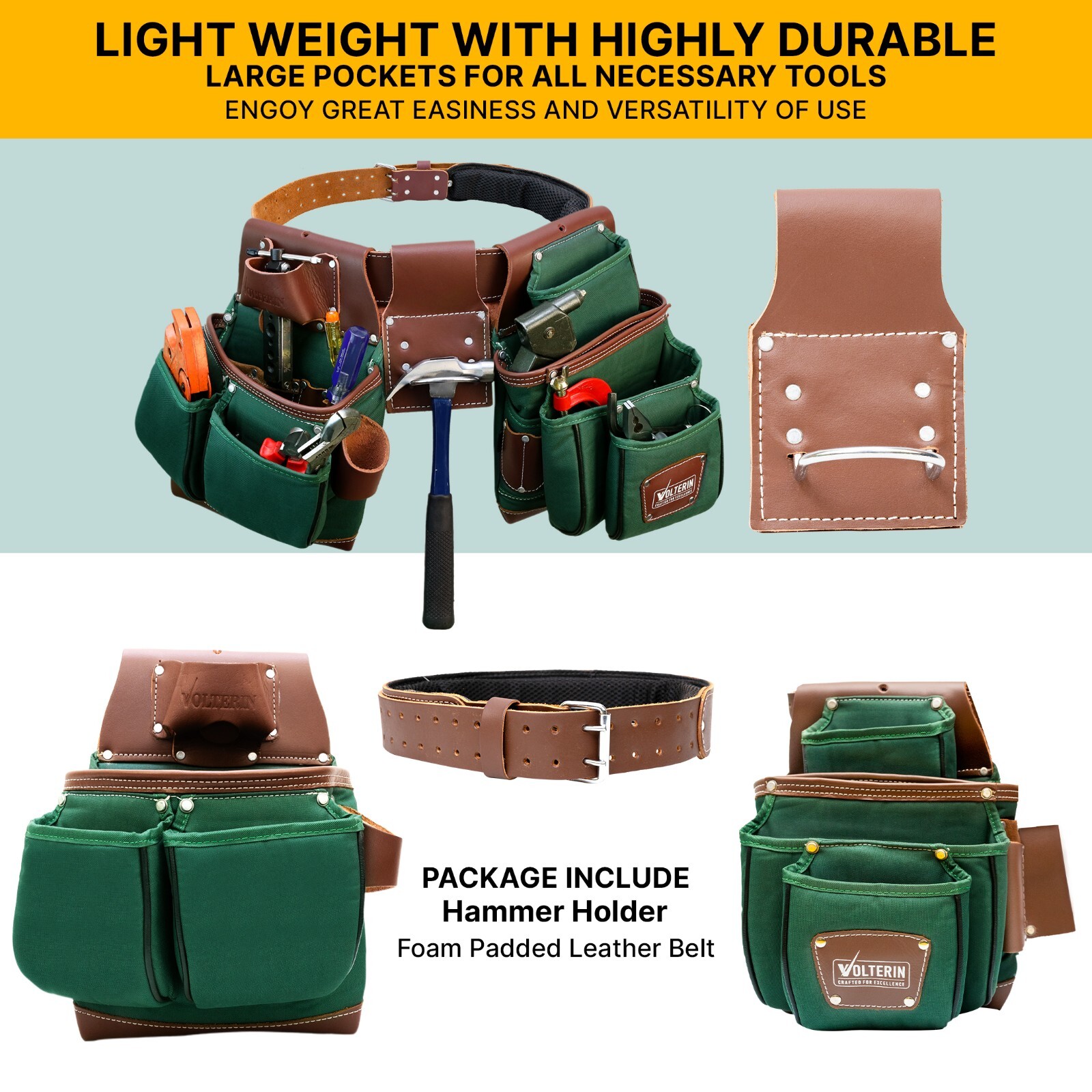 Leather And Nylon Tool Belts For Men Framer’s Carpenter Electrician Leather Belt