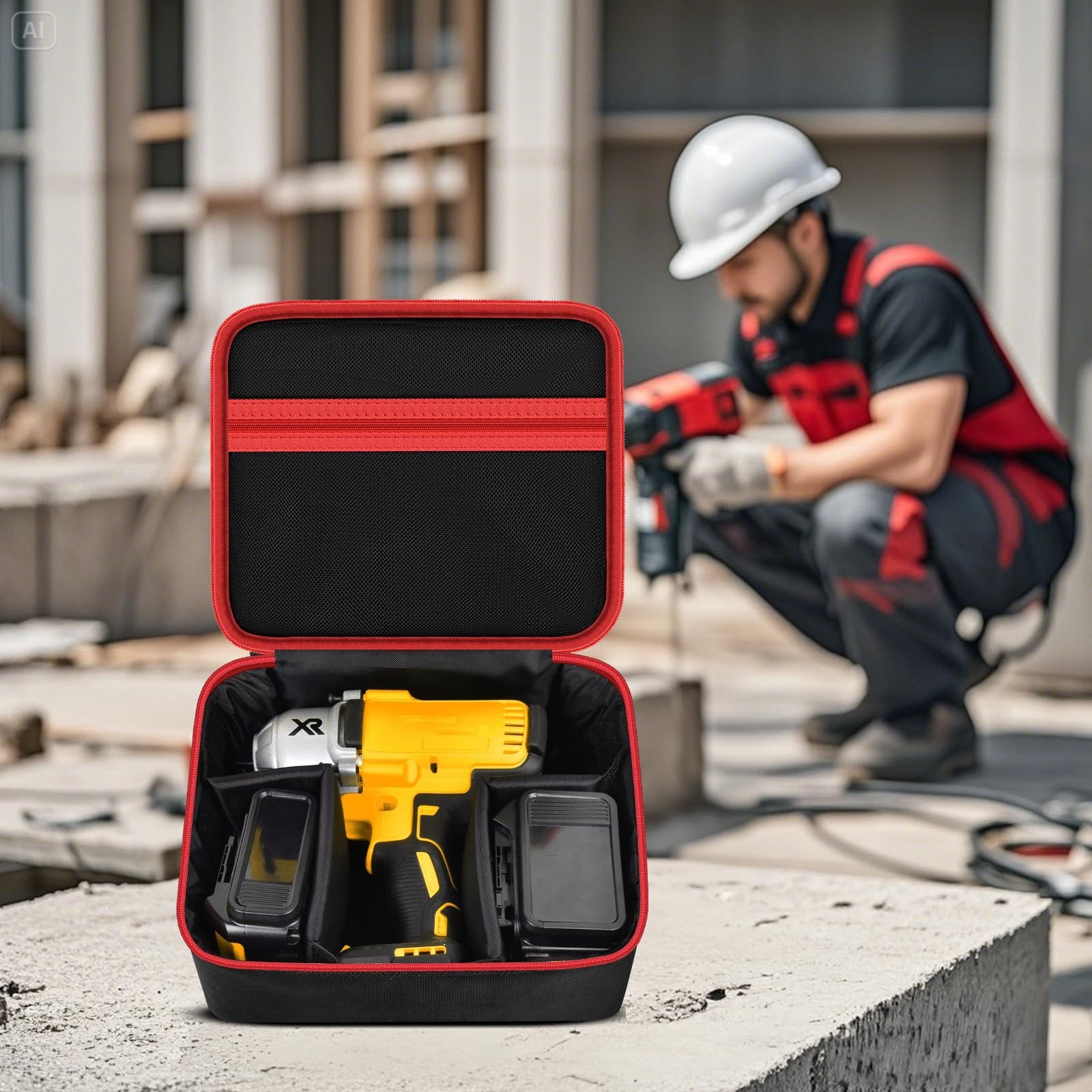 Impact Driver Bag Case for 20V MAX XR Cordless Wrench Kit – Red Zipper Holder