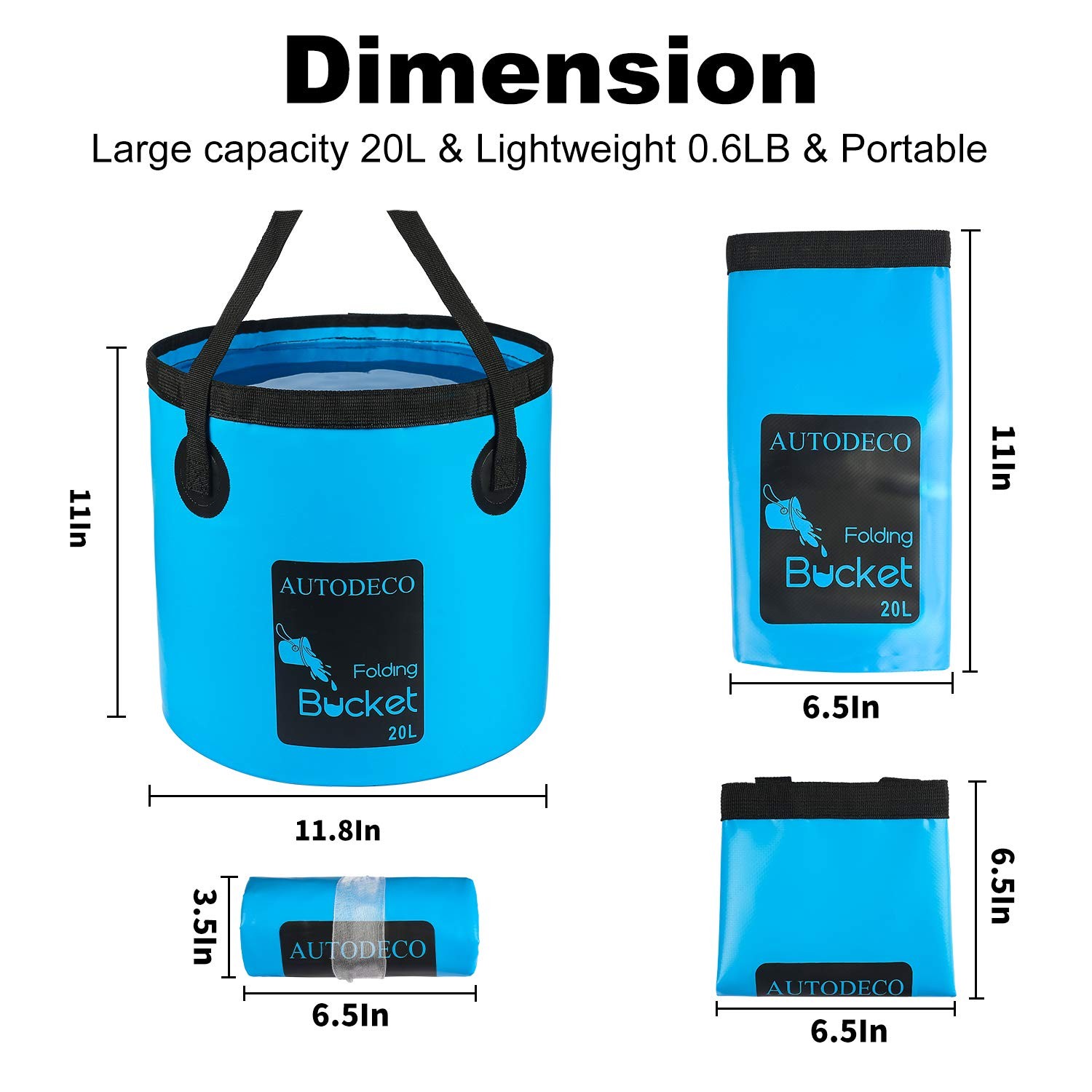AUTODECO Collapsible Bucket 5 Gallon Container Folding Water Bucket Portable …