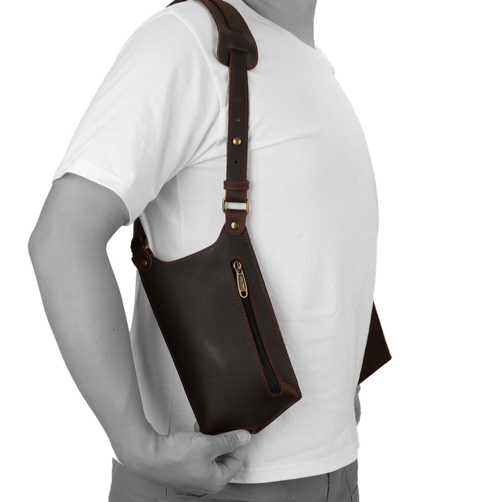 TOURBON Leather Concealed Double Underarm Shoulder Holster Bag Phone Case Wallet