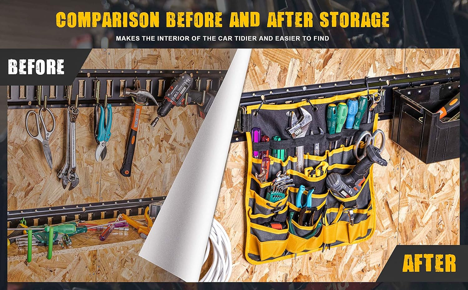 2 Pack E-Track Tool Organizer – Wall Mount Pocket Holder for Garage & Workshop