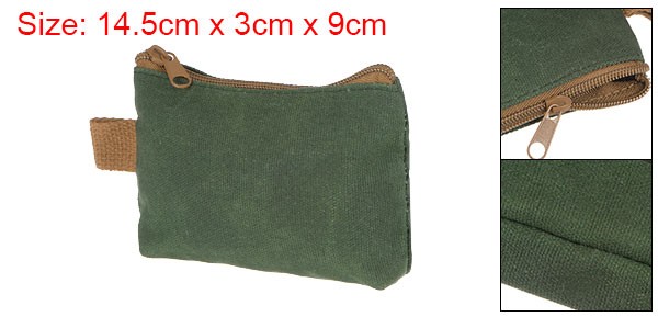 Tool Pouch Bag 14.5cm x 3cm x 9cm Oxford Organizer with Zipper Dark Green