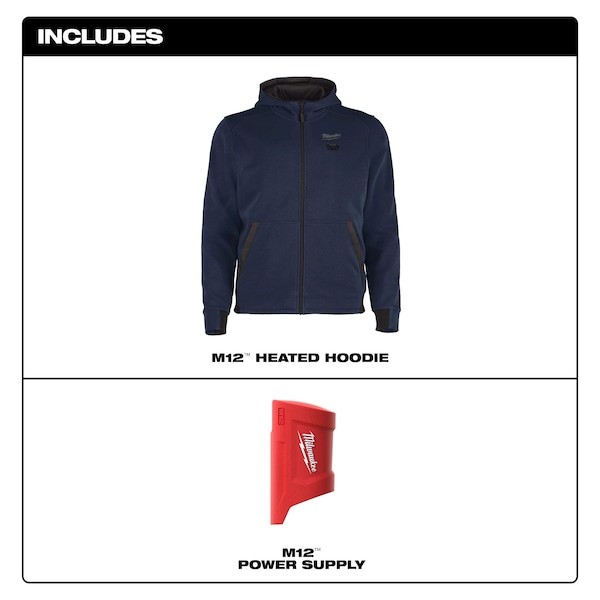 Milwaukee Tool M200u-20S Men’s Heated Hoodie, Up To 8 Hours Time, Zipper