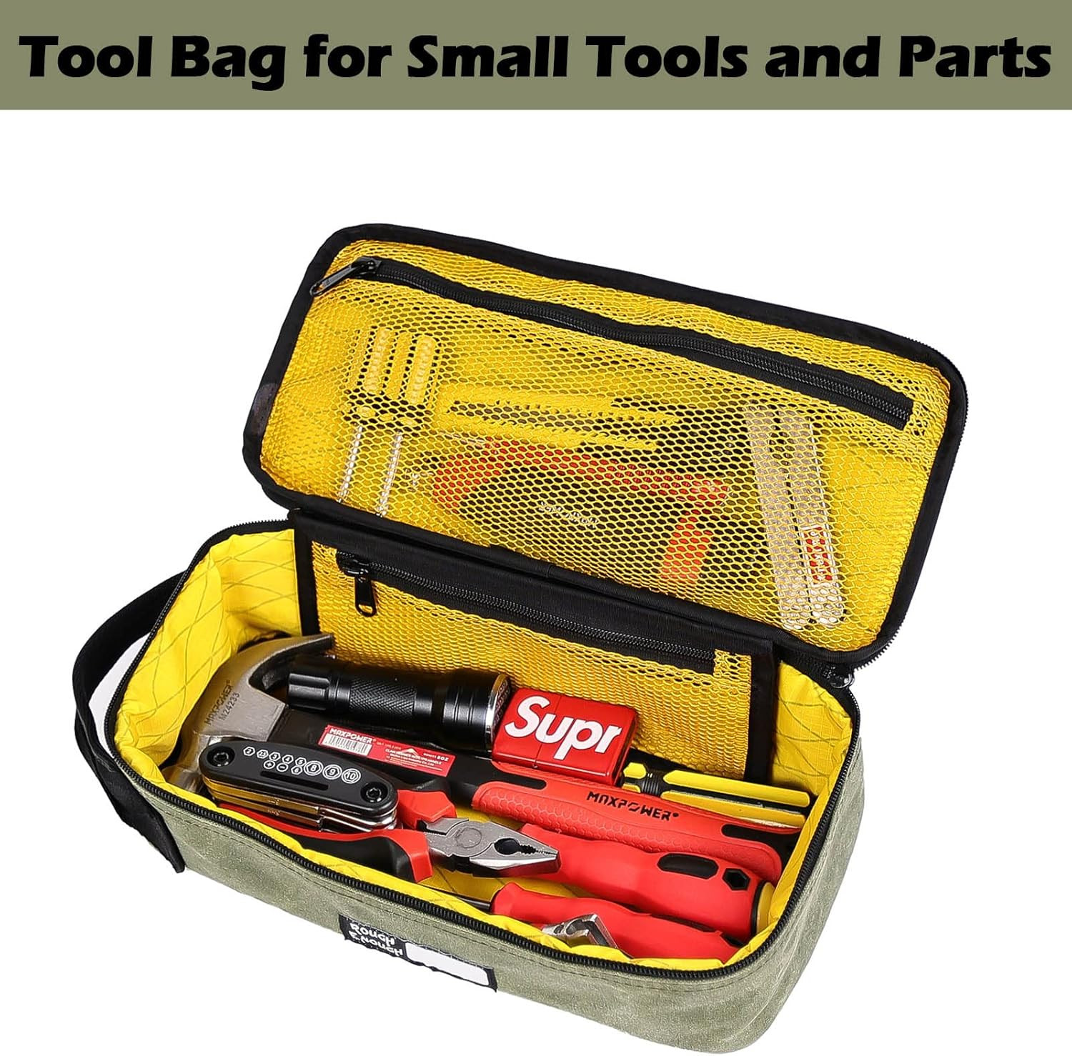 Durable Rough Enough Canvas Tool Bag Set with Handle & Zipper Storage Solution