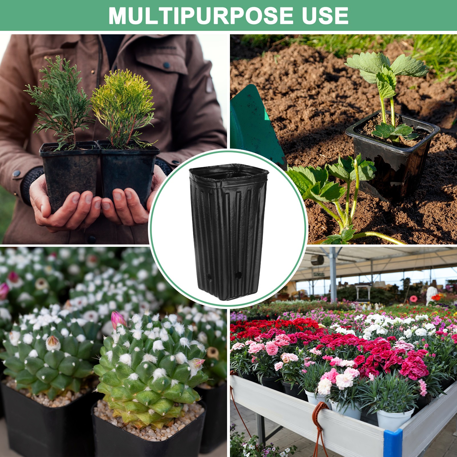 20 Piece Nursery Vase 10x10x20cm for Gardening [Black]