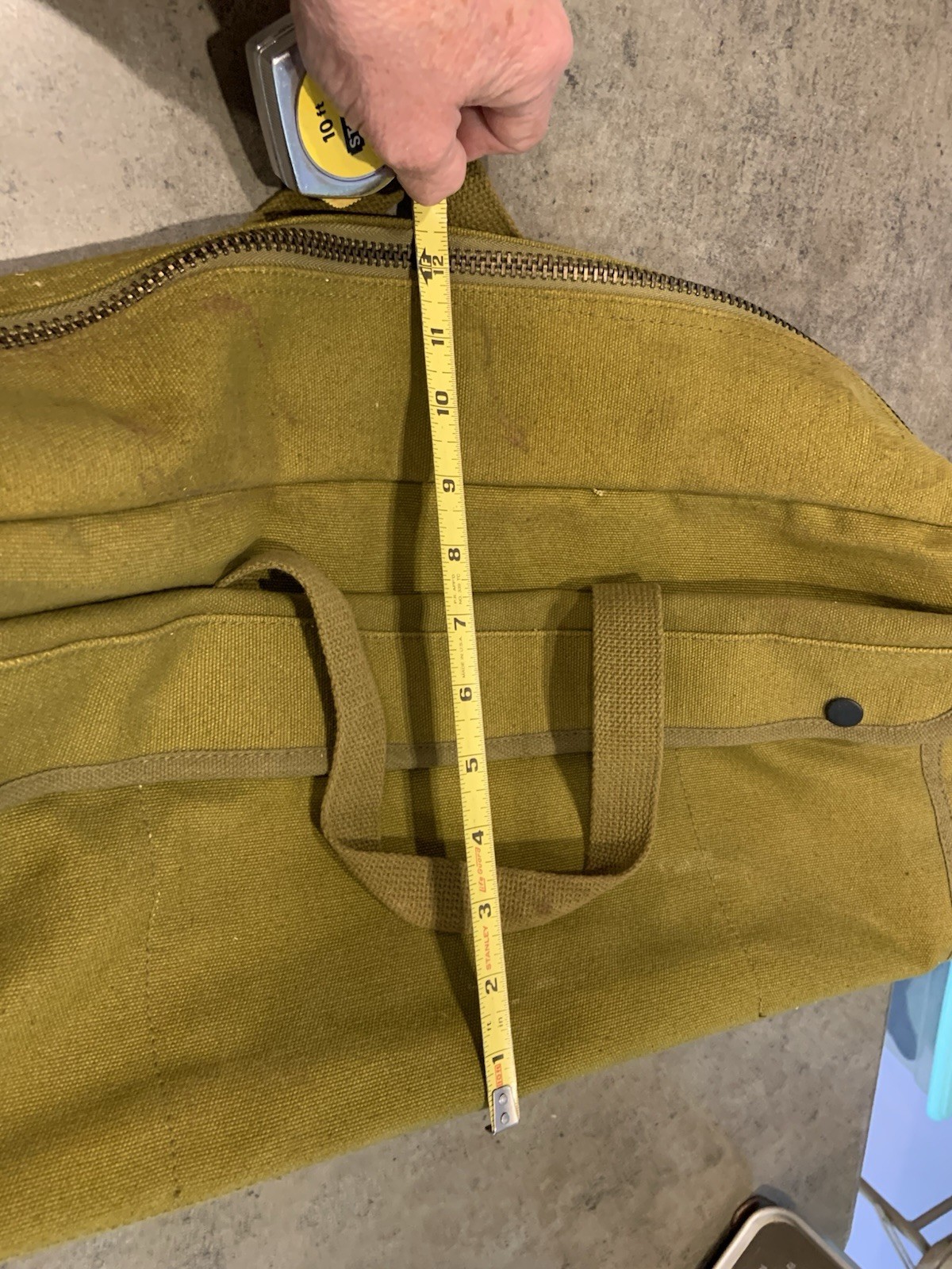 Vtg Military Style Mechanics Tool Bag Olive Green Heavy Cotton Canvas Sturdy