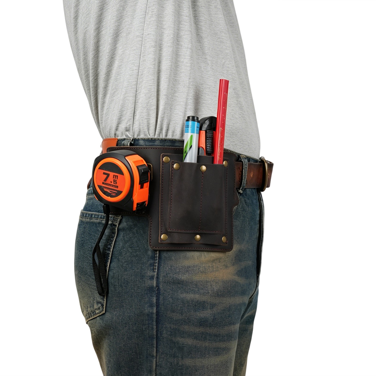Tourbon Leather 4-in-1 Tool Pouch Electrician Framer Garden Belt Utility Bag