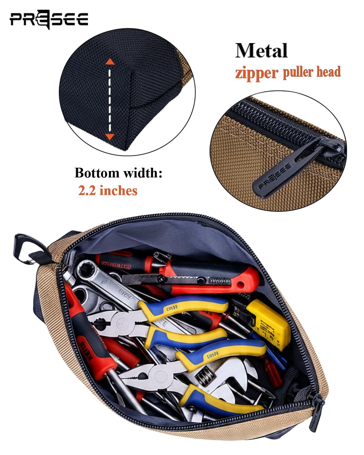 1 PCS Green 10.5 Inch Heavy Duty 1680D Nylon Zipper Small Tool Pouch Bag